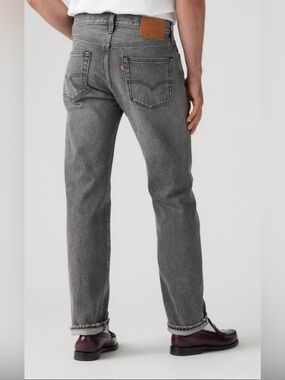 NWT Levi's 501 '93 Straight Selvedge Denim Jeans Gray Black W32 L34